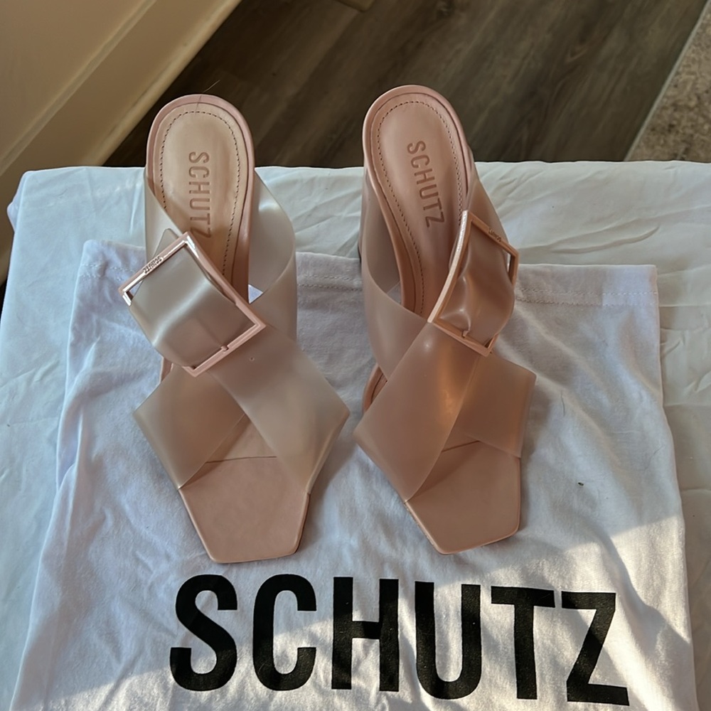 Schutz Light Pink and Nude Madaleni Heel - Comes with dust bag